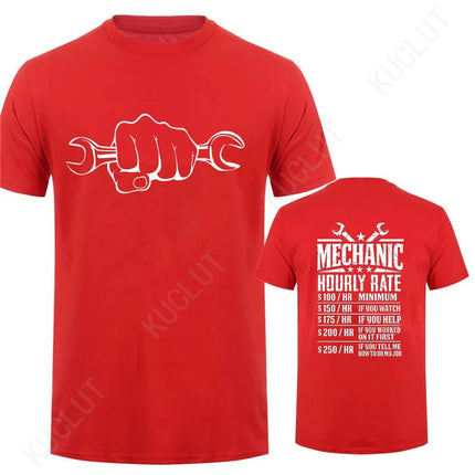 Men's T-Shirt Tops Mechanic Hourly Rate Unique Tee Shirt Male T-shirt Car Fix Engineer Graphic Design T-Shirt Clothing Gift Idea