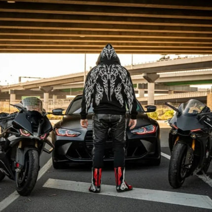Luminous Hoodie Men New Motorcycle Biker Reflective Women Night Riding Safety Sweatshirt Gothic Streetwear Black Pullover Tops