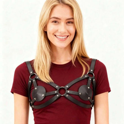 Women Sexy PU Leather Chest Harness Fetish Erotic Chest Harness Gothic Punk Rock Bar Hopping Clothing Accessories