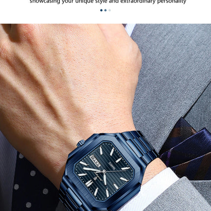 POEDAGAR Top Luxury Brand Men's Watch Waterproof Luminous Date Week Quartz Men's Watches Stainless Steel Fashion Square Men's Watch