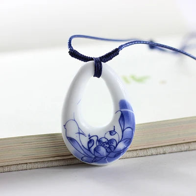 Miredo jewelry wholesale ceramic retro style necklaces women's pendant artware rope chain boondoggle #1119