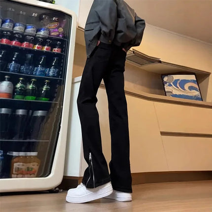 Autumn and winter men's jeans high street tide side zipper niche trousers