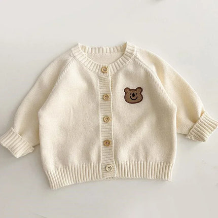 2025 Autumn New Cute Bear Knitted Baby Clothes for 1-7Y Korean Kids Cardigan Sweaters Baby Girls Boys Warm Outerwear Jacket