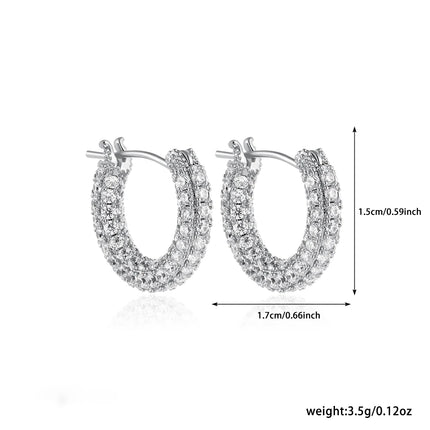 Fashion CZ Zircon Round Huggie Hoop Earrings for Women Geometric U Shape Ear Buckle Hoops Gold Plated Stainless Steel Jewelry