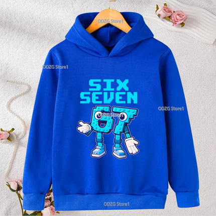 Autumn Winter Six Seven 67 Number Print Children's Hoodies Casual Fashion Boys Girls Long Sleeved Sweatshirt Warm Kids Pullovers