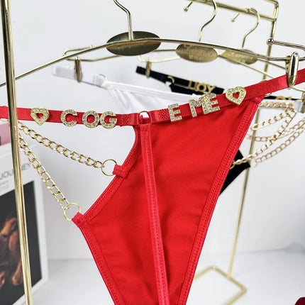 Sexy Custom Crystal Letters Name G-String Waist Chain Women Personalized Body Chain Lace Bikini Thong Beach Custom Jewelry Gift