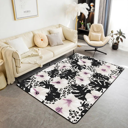 Striped Red Leopard Area Rug, Color Block Wild Animal Hide Print, Non-Slip Washable Mat for Living Room Sofa Dining Room Indoor