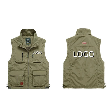 2026 Printing Logo Men's Thin Casual Vest Lightweight Breathable Outdoor Fishing Photography Multi-Pocket Comfortable Vest Top