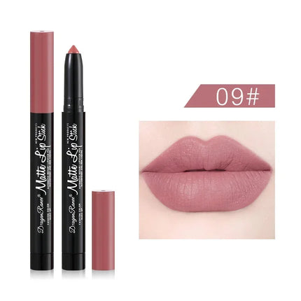 12 Colors Lipstick Pencil Matte Velvet Waterproof Long-lasting Non-stick Cup Lip Stick Sexy Rose Red Automatic Lip Liner Makeup