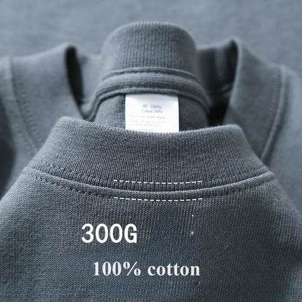 Summer Cotton Heavy Duty 300gsm American Pure Cotton Short Sleeve T-shirt Men's Casual Base Top Oversized T-shirt