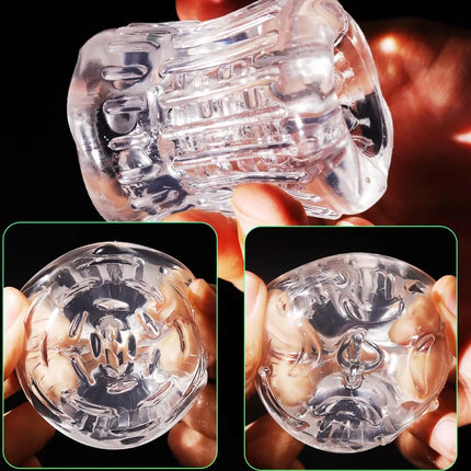 Male Masturbator Soft Pussy Penis Sleeve Sex Toys Transparent Crystal Vagina Adult Goods for Men Textured Tunnel Pocket Pussy
