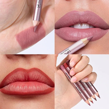 1/4Pc Mini Waterproof Matte Lipliner Pencil Pink Brown Contour Tint Lipstick Lasting Non-stick Cup Moisturising Lips Makeup Kit