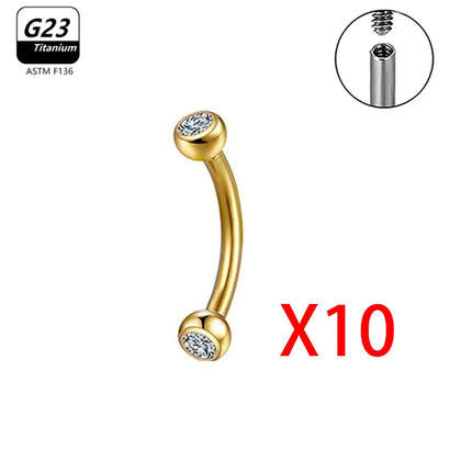 1/5/50pcs G23 Titanium ASTM-F136 Piercings Eyebrow  zircon Earring Internal thread Eyebrow Body Jewelry Wholesale