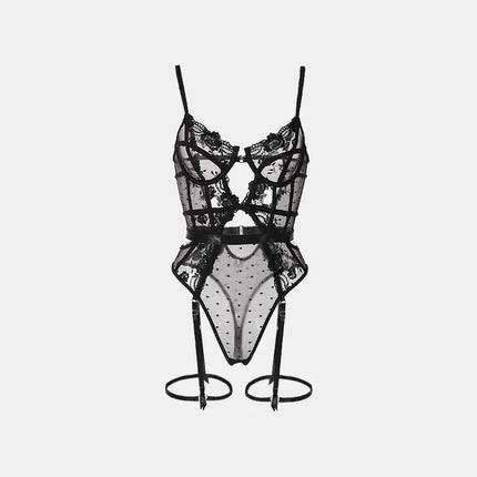 Toucheart Lace Sexy Skinny Babydoll Bodysuit Embroidery Erotic Private Adult Suit Solid Color Patchwork High Waisted Sexy Set