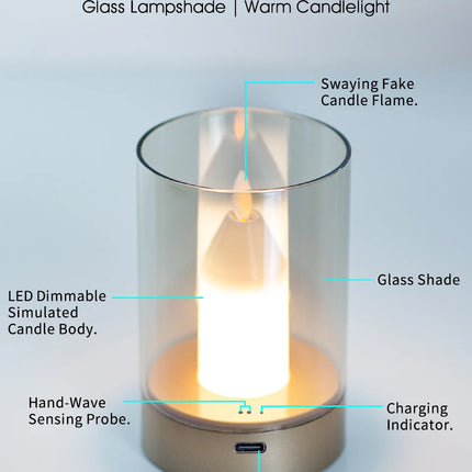 LED Night Light Rechargeable Flameless Candle Motion Sensor Dimmable USB Charging Soft Warm  Bedroom Portable Table Bedside Lamp