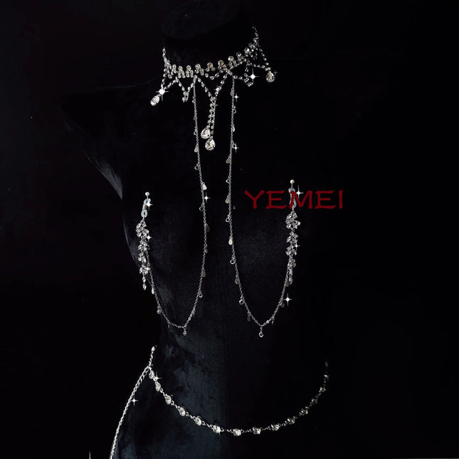 Metal Bondage Nipple Clamps Chain Anal Plug SM Adult Sex Games Breast Stimulate Chest Chain Body Jewelry Accessory Decoration