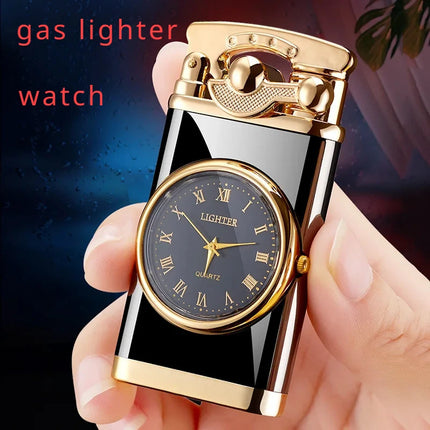 Rocker Arm Watch Metal Unusual Gas Lighters Jet Butane Torch Lighter Windproof Cigarette Cigar Lighter Gadgets for Men