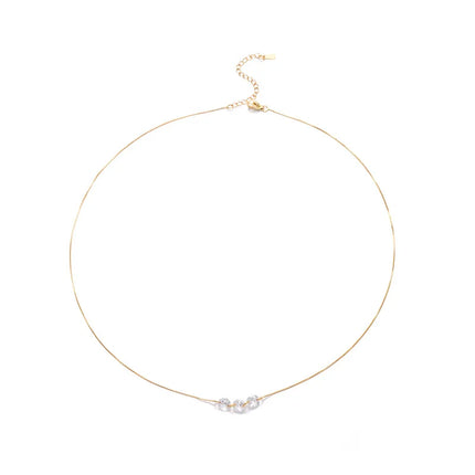 ANENJERY Three Zircon Thin Necklace for Women Simple Clavicle chain Delicate Elegant Jewelry Gifts Wedding Wholesale
