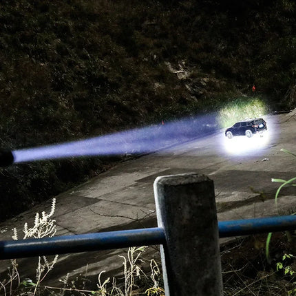 Powerful LED Flashlight Type C Rechargeable Waterproof Torch with Side Light 7 Modes Zoomable Lamp for Camping Fishing Lantern