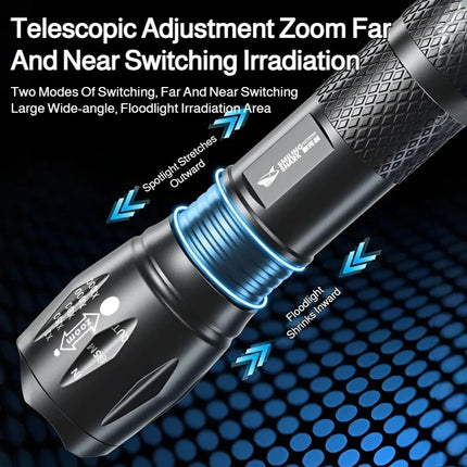 Portable LED Flashlight High Bright Mini Usb Rechargeable Light Telescopic Zoom 3Levels Light for Outdoor Camping Hiking Use
