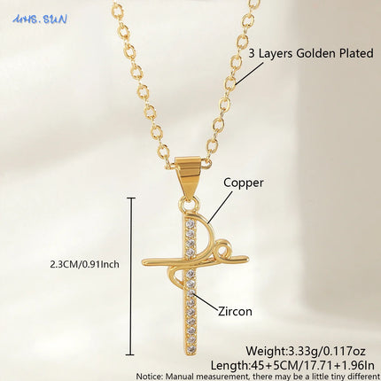 SUNSLL Cubic Zircon Rotatable Crown Cross Pendant Necklaces Classic Stainless Steel Chain Banquet Party Jewelry For Women Men