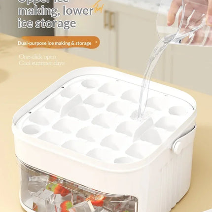 Hot Food-grade Ice Cube Mold Bucket, Press-type Ice Cube Mold, Refrigerator Frozen Ice Cube Food Storage Box Tray