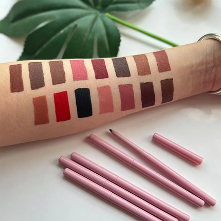 15colors Custom Bulk Lipliner Private Label Pink Package Vegan Lipstick Waterproof Rotating Multi-functional Lip Liner Makeup