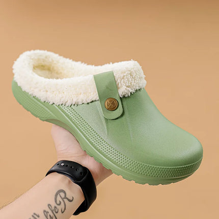 KANCOOL Fur Lined Clogs Shoes For Women Men Winter Indoor Outdoor Waterproof Plush Slippers Cozy Warm House Slippers Garden Shoe