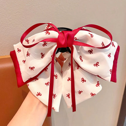 Sweet Hair Grab Girl Princess Red Bow Hairpin Polka Dot Children's Hair Clip Student Hair Claw For Kids