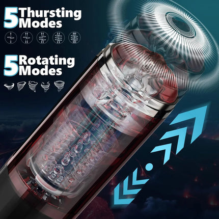 Automatic Male Masturbator 4 Thrusting 7 Rotation Modes 7 Color Ambient Lighting Pocket Pussy Male Stroker Adult Sex Toy for Men