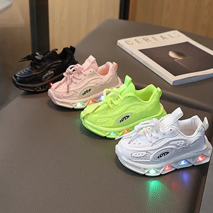 Baby Shoes2023 Spring Autumn New Boys and Girls Light Up Clunky Sneaker Small and Medium-sized Children's Soft Soled Baby Shoes