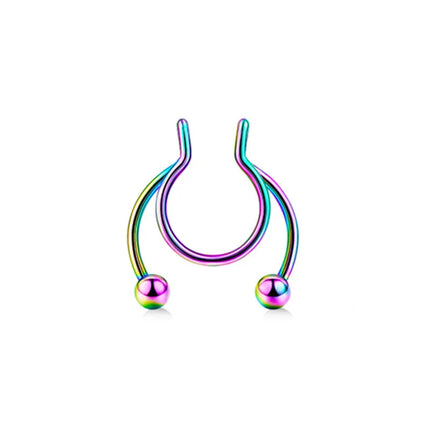 Women Fake Piercing Nose Ring Hoop Septum Piercing Nose Clip Rock HipHoop Stainless Steel Magnet Fashion Body Jewelry Wholesale
