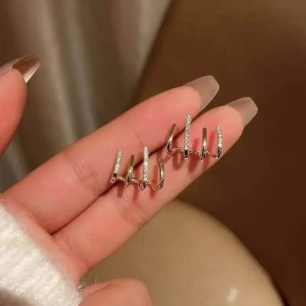 2026 New Shiny Four Claws Stud Earrings for Women Korean Rhinestone Zircon Earring Girls Birthday Party Wedding Fashion Jewelry