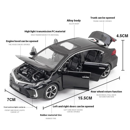 Diecast 1:32 TOYOTA Corolla Alloy Car Model Sound And Light Pull Back Door Opening Metal Car Model Collection Gifts For Friends