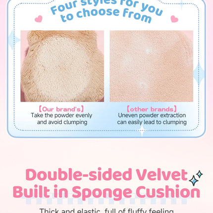 Cute Soft Plush Powder Puff Comfortable Skin-friendly Flocking Material Thick Large Powder Puff for Loose Powder Setting Makeup