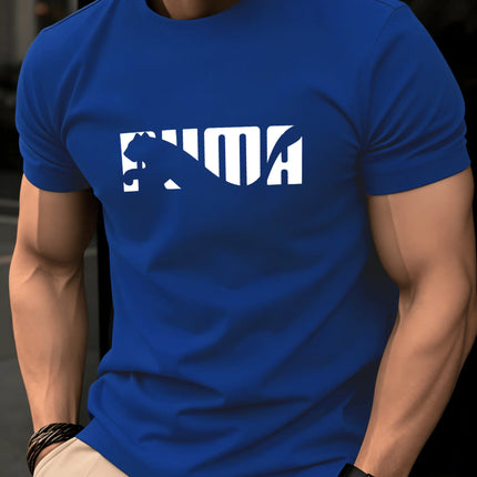 Men's Summer 100% Pure Cotton Casual Fashionable Loose Geometric Animal Letter Pattern Casual Round Neck Short Sleeved T-Shirt