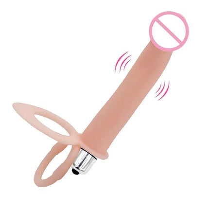 10 Speed Strapon Dildo Vibrator Double Penetration Anal Vaginal Prostate Massager Silicone Waterproof Rechargeable Adult Sex Toy