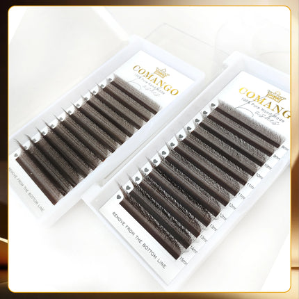 CoMango W Shaped 3D 4D 5D Automatic Flowering Brown Premade Fans Fake Eyelashes Extensions Cosmetics