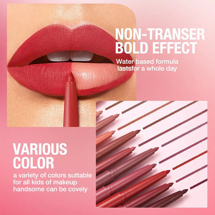 12-color Matte Lip Liner Waterproof Plumping Stain Lipstick Natural Nude Pink Lip Liner Professional Outline Lips Contour Makeup
