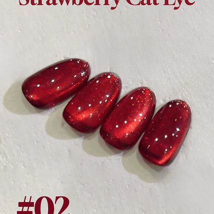 1-12pcs PSK New Whitening Strawberry Cat Eye Gel Nail Polish 2026 Super Glitter Whitening Red Glass Bead Nail Art Pink Nails