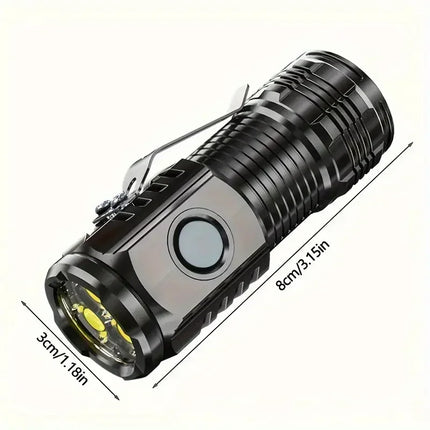 High Strong Power LED Flashlight Built-in Battery Type-C Rechargeable with Pen Clip Torch Outdoor Camping Emergency Lantern