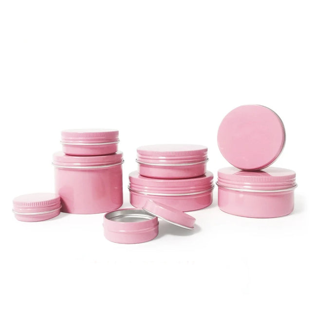 10/20/50/100 30g Gloss Pink Aluminum Jar 50g 100g Candy Storage Case 200g Aluminum Cans Travel Pot Hair Wax Box Makeup Cosmetic