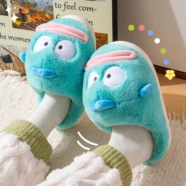 Hangyodon Anime Cartoon Peripheral Cotton Slipper Winter Home Cute Thick Bottom Warm Plush Cotton Outdoor Cute Couple Shoes Gift