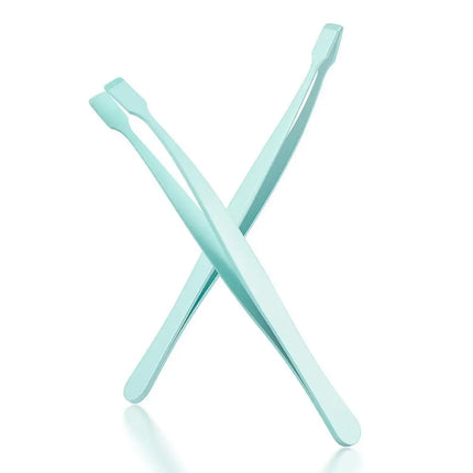 2Pcs Eyelash Tweezer Set Lash Pick Up Clip Pointed Flat Clip Lash Grafting Item Lower Eyelashes Applicator Portable Makeup Clamp