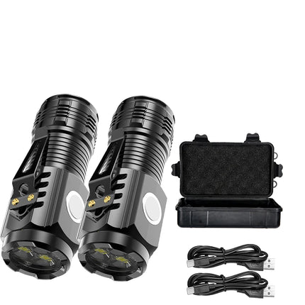 High Strong Power LED Flashlight Built-in Battery Type-C Rechargeable with Pen Clip Torch Outdoor Camping Emergency Lantern