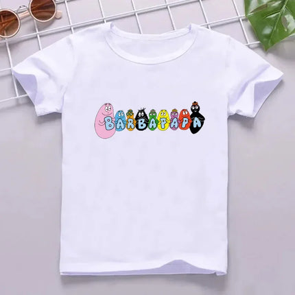 Hot Sale Cute Barbapapa Print Cartoon Kids T-shirt Funny Girls Summer Tops Baby Boys Clothes Children Short Sleeve T-shirt