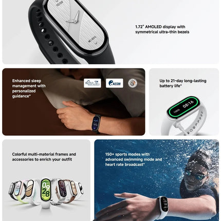 Xiaomi Mi Smart Band 10 Global Version 1.72" AMOLED Health Monitoring 21 Day Battery 5ATM Waterproof Smartwatch Sports Bracelet