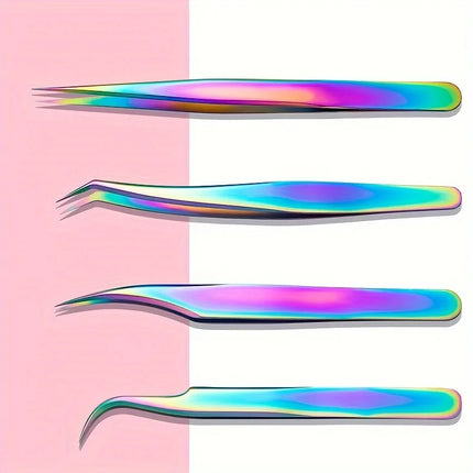 Precision Stainless Steel Eyelash Tweezers for Eyelash Extensions Nail Stickers And Rhinestones Straight Curved And Pointed