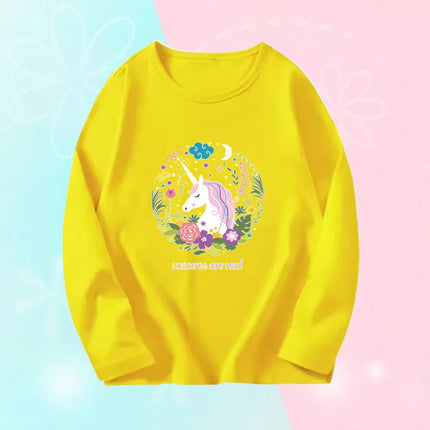 Toddlers Autumn T-shirts For Girl Long Sleeve Cute Tee Shirts Biggirl Casual T-shirts Little Girl Cotton Spring T-shirts