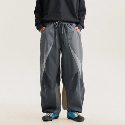 Men Outdoor Lightweight Quick Dry Ultra Loose Casual Splice Wide Leg Techwear Track Cargo Pants Women Streetwear Baggy Trousers